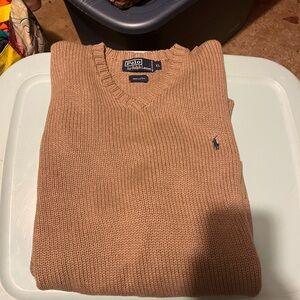 Polo Ralph Lauren classic tan v-neck sweater men’s XL
